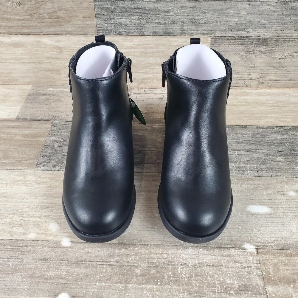 Stride Rite Carolyn Kids Bootie Sz 11.5 M Black Leather Side Zip Ankle Boots
